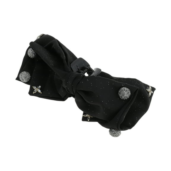 Unique Bargains 1 Pc Fashion Bow Sparkling Point Hair Clips for Home Black