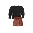 thumbnail image 3 of FAROOT 2 Pcs Tenues d'Automne pour Filles Tout-Petits, Hauts à Manches Longues Bouffantes + Jupe en Cuir, 3 of 7