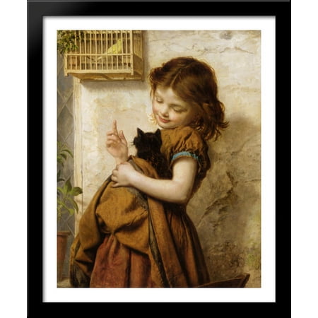 Her Favorite Pets 28x34 Large Black Wood Framed Print Art by Sophie Gengembre Anderson