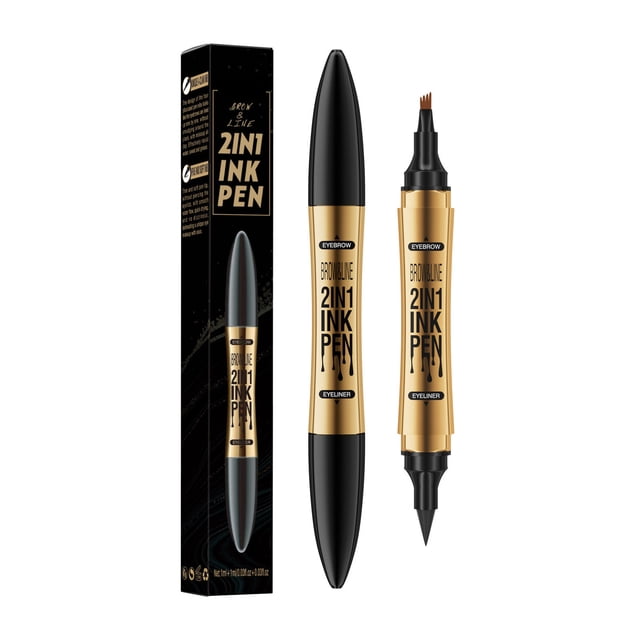 2 In1 Eyebrow Pencil 2024 Upgrade 3D Microblading Eyebrow Pencil 4 Fork Tip WithEYE LINER Pencil Multifunction Double Head Microblading Eyebrow Pencil Makeup Tool 1pc (1ml + 1ml)
