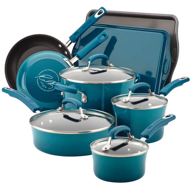 Rachael Ray 12Piece Classic Brights Nonstick Pots and Pans Set
