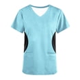 thumbnail image 4 of Rciityk Scrub Tops Women Print Summer Causal Loose V Neck T Shirts Solid Color Patchwork Nursing Uniform Tops Regular Medicals Scrub Tops with Pockets, 4 of 4