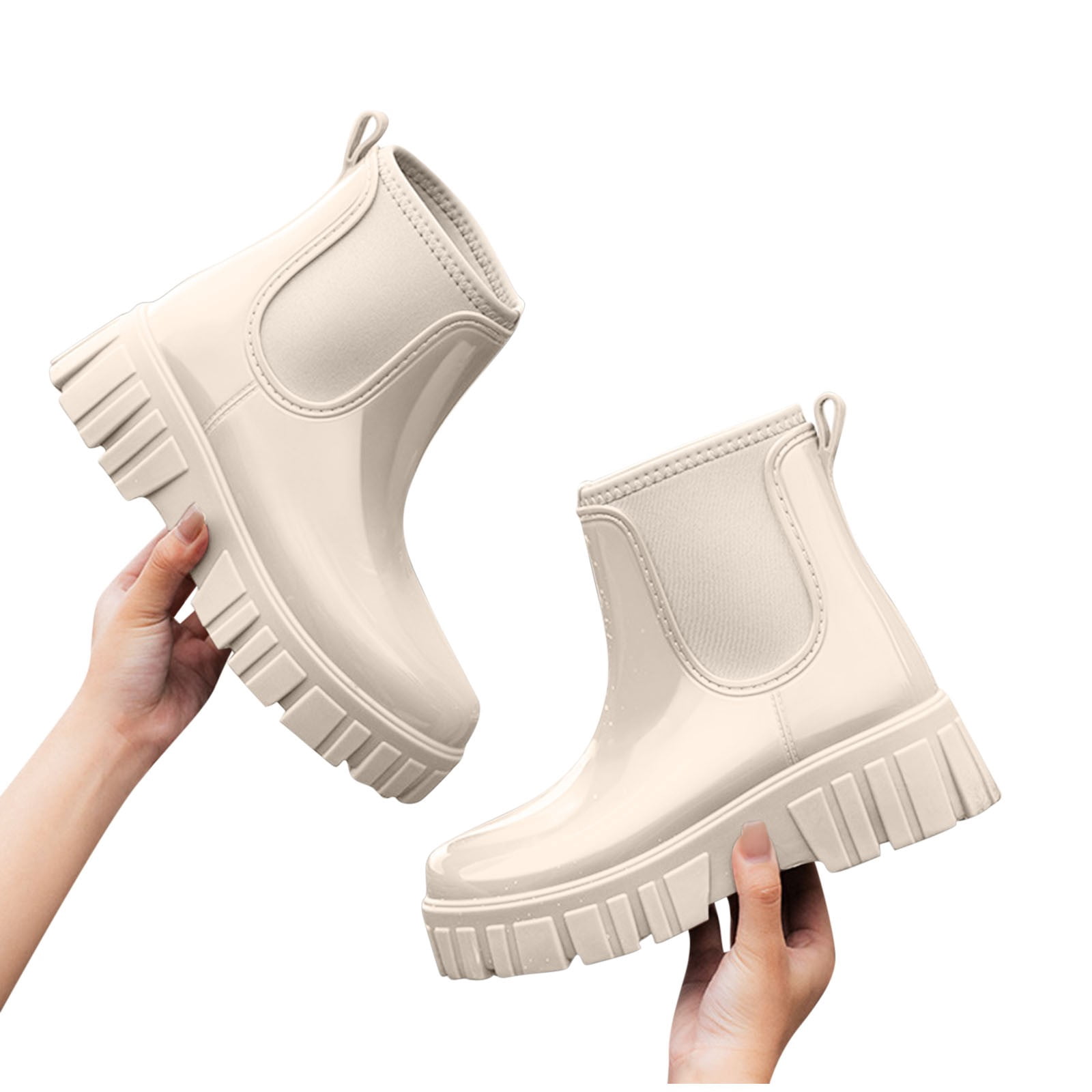 Wensltd Women's Rain Boots Waterproof Comfortable Ankle Booties Fashion Non-Slip Chunky Short Garden Boots
