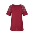 thumbnail image 2 of Yuemengxuan Women Floral Embroidery T-shirt, Irregular Hem Lace Sleeve V-neck Pullover, 2 of 8