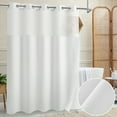 thumbnail image 1 of Barossa Design Waffle Weave Shower Curtain with Snap-in Fabric Liner, No Hook Needed, Mesh Window, White -71" x 86", 1 of 6