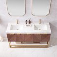thumbnail image 6 of Mahon 60MG" Double Bath Vanity in N.A Deep Walnut with White Grain Stone &Mirror, 6 of 16