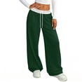thumbnail image 5 of longantii Wide Leg Sweatpants Women High Waisted Baggy Pants Drawstring Elastic Waist Athletic Joggers Baggy Sweatpant Dark Green L, 5 of 5