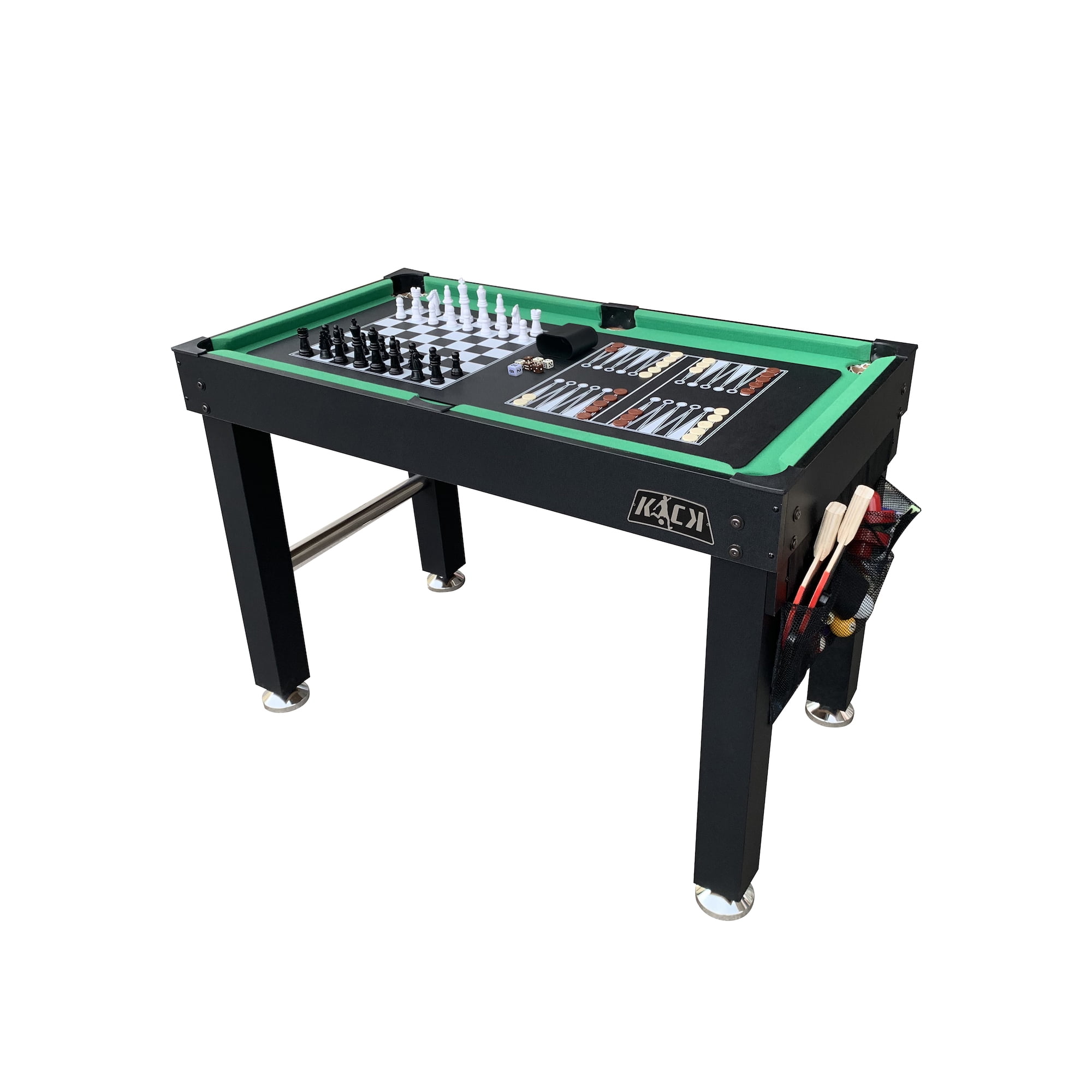 KICK Defender 48″ 10-in-1 Multi-Game Table (Black) - Combo Game Table Set - Foosball, Billiards, Glide Hockey, Ice Hockey, Table Tennis, Chess, Backgammon, Draughts, Bowling, Shuffleboard for Family