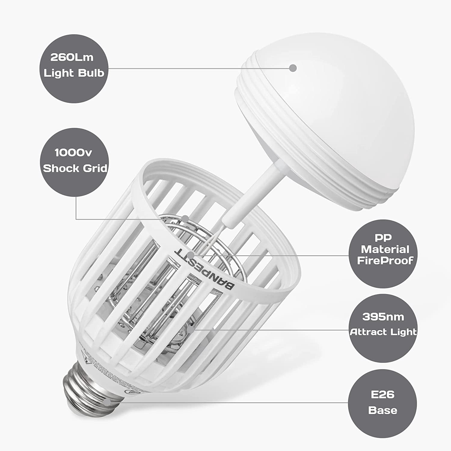 [2-Pack] Bug Zapper Light Bulb 2-in-1 Indoor Mosquito Zapper Gnat Trap- Electric Fly Insect Killer&Bug Catcher for Home Backyard Patio