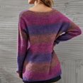 thumbnail image 3 of OKSALE Womens Rainbow Gradient Sweaters Casual Deep V Neck Sweater Jumper Comfy Long Sleeve Knit Pullover Side Splitted Outfits Tops 2025, 3 of 3