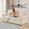 thumbnail image 3 of Lumiinofami Sectional Sleeper Sofa Bed, Corduroy Upholstered Sofa Couch with Storage for Living Room, Beige, 3 of 8