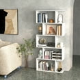 thumbnail image 2 of Costway 2 PCS 5-Tier Bookshelf Geometric S-Shaped Bookcase Room Divider Storage Display White, 2 of 10