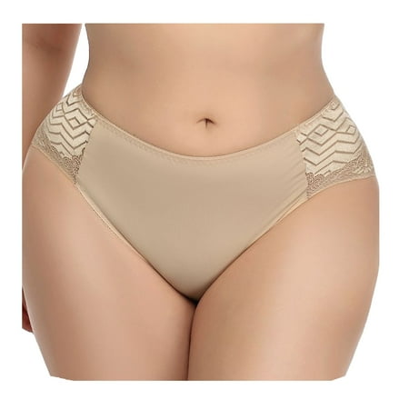 Lovskoo 2024 New Lace Underwear for Women Triangle High Waist Underwear Lace Panties Lace Hipster Soft boxers Panty Beige-5XL