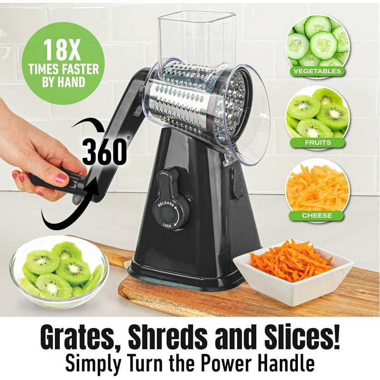 Rotary Cheese Grater with Handle, Cheese Grater Hand Crank, Fast