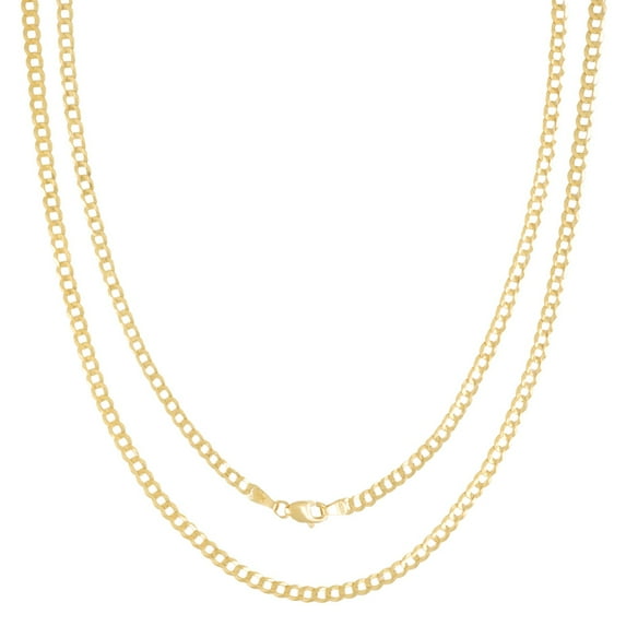 10K Yellow Gold Cuban Curb Chain Necklace for Men and Women – Measures 3.1 mm x Thickness 26 Inches Length