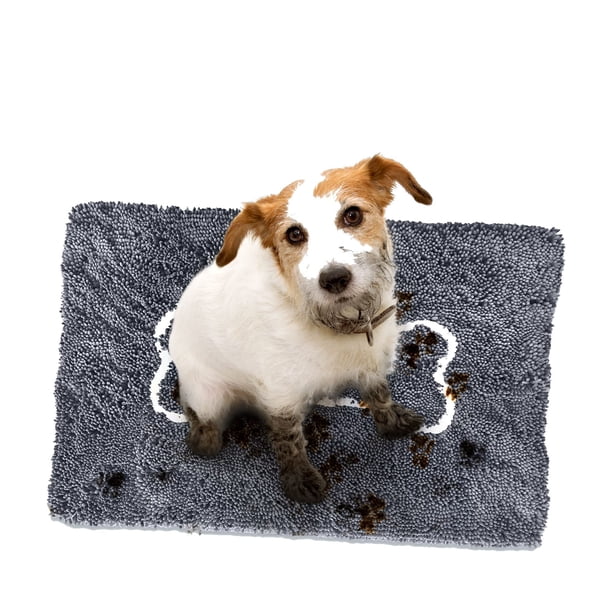 Felpudo Soggy Doggy con diseño de hueso, chenilla de microfibra, tapete para perros húmedo para interiores, para patas embarradas y secado, tapetes para perros ultraabsorbentes para dormir y descansar