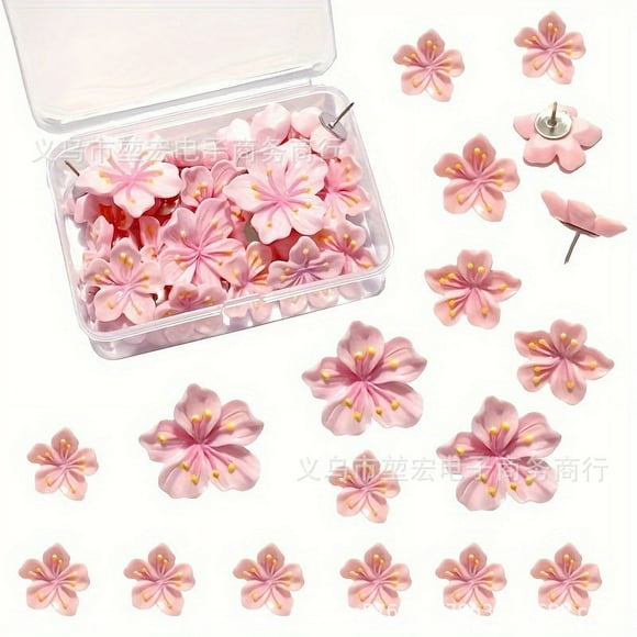 Shisuyan Thumbtack Pink Resin 30Pcs 1.2x0.8x0.6In