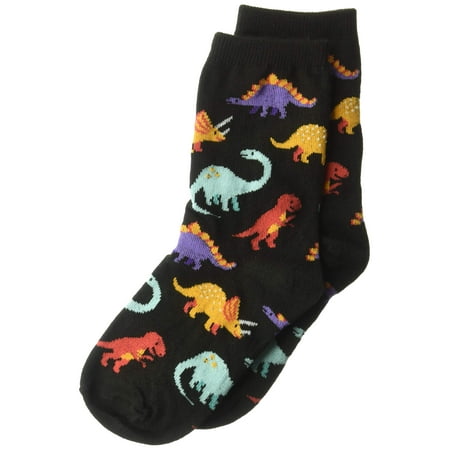 

Hot Sox Boys Big Conversation Starter Novelty Casual Crew Socks Dinosaurs (Black) Large/X-Large Youth