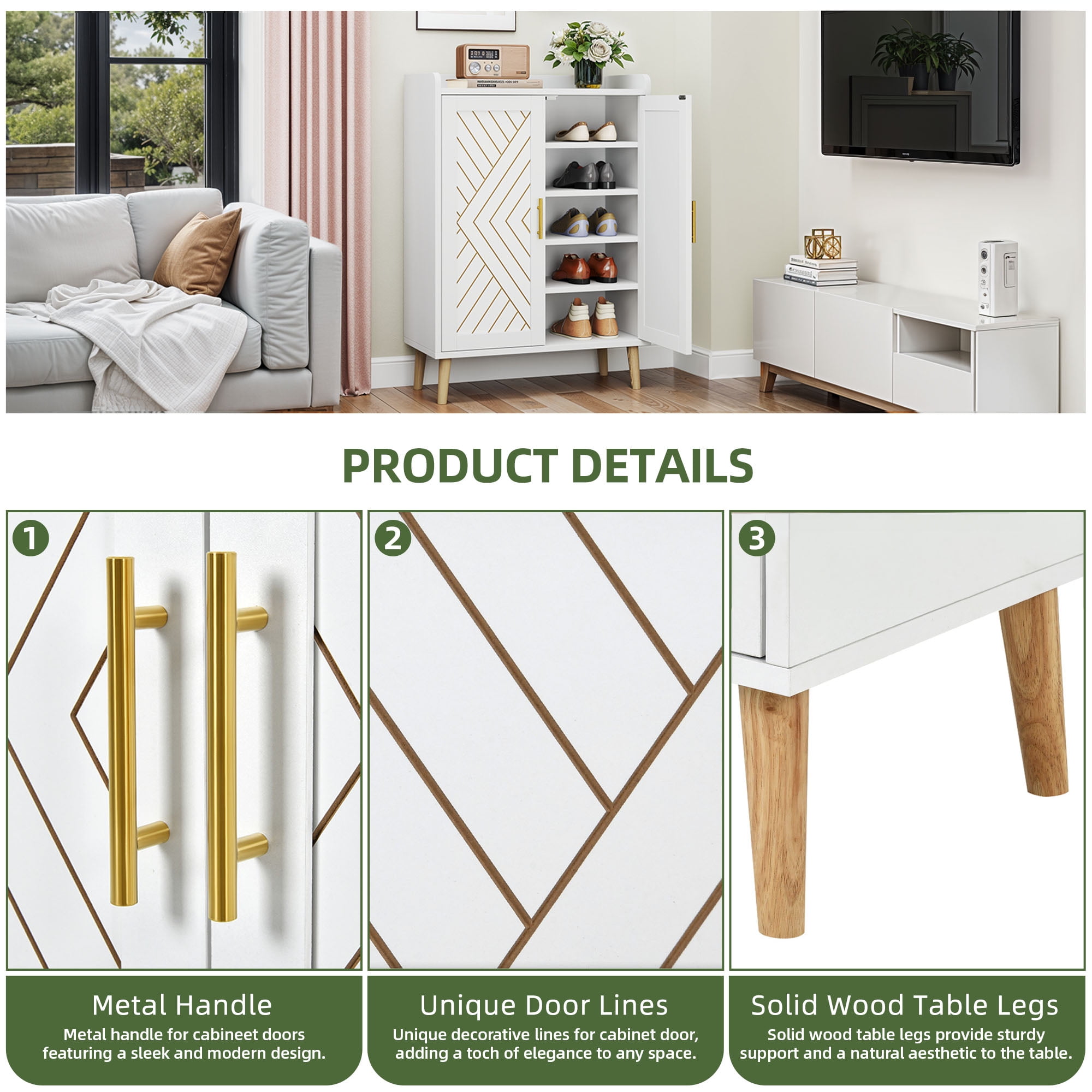 Uforic 5 Tiers Shoe Cabinet for Hallway, Modern Shoe Rack Organizer with Doors for Entryway/Closet