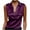 Purple, variant on Womens Silk Satin Tank Top Collared V Neck Ruched Dressy Blouses Sleeveless Summer Business Work Shirts Solid Color Tanks