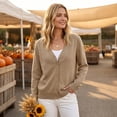thumbnail image 6 of Lumtrix Cardigans Sweater For Women Warm Lightweight Button Front Cardigan Oversized Long Sleeve V Neck Cozy Sweaters Dressy Casual Tops Khaki S, 6 of 9