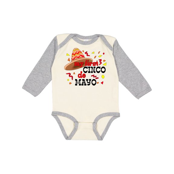 Inktastic My First Cinco De Mayo with Sombrero Boys or Girls Long Sleeve Baby Bodysuit