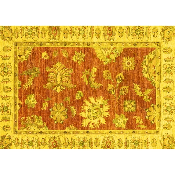Ahgly Company Indoor Rectangle Oriental Yellow Modern Area Rugs, 8' x 12'