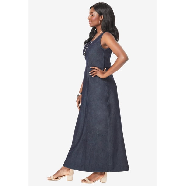 london denim dress Stretch Denim Women's Denim Maxi Dresses Jessica London Women's Plus Size Stretch Denim Maxi Dress