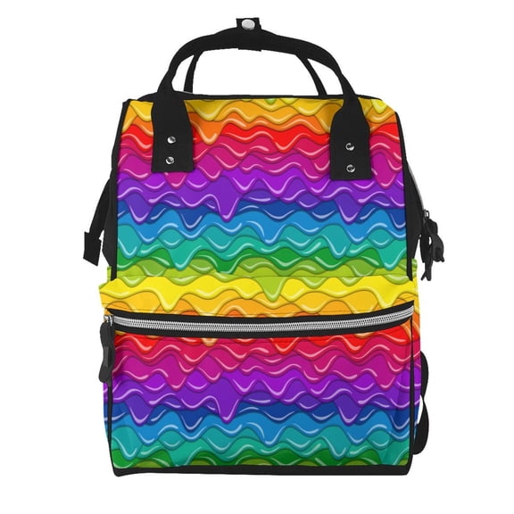 Defioc Bright Rainbow for Baby Diaper Bag Backpack - Baby Bag for Boys & Girls - Diaper Backpack - Large Travel Diaper Bags- Baby Registry Search & Shower Gifts