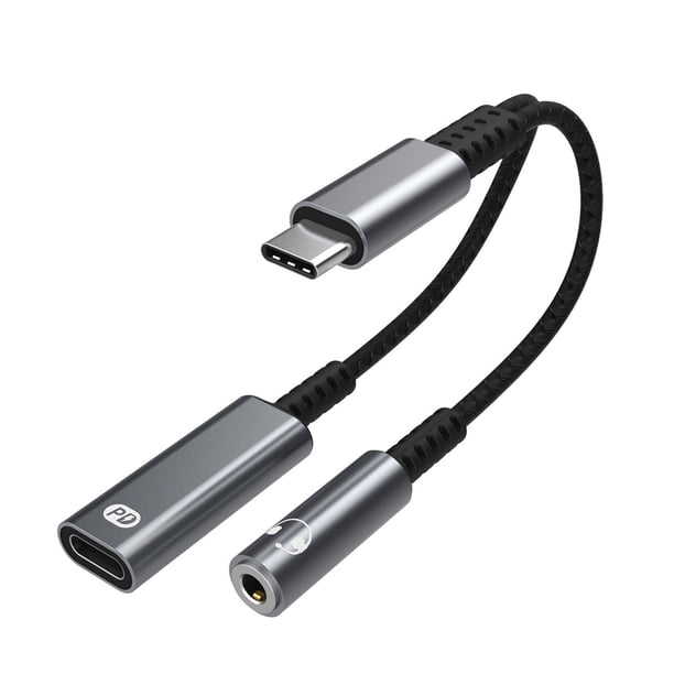 Adaptador De Cargador De Auriculares USB C A 0.138 In Tipo C, Conector De Auriculares AUX Dongle Audio Cable De Carga Rápida Compatible Con Samsung Galaxy Para IPhone 15 Pro Max