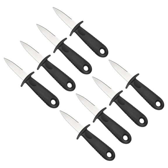 Uxcell 8 Pcs Stainless Steel Oyster Shucking Knife, Oyster Shucking Shell Opener Knife Non-Slip for Shellfish Opening Seafood Restaurants Home Use, Black