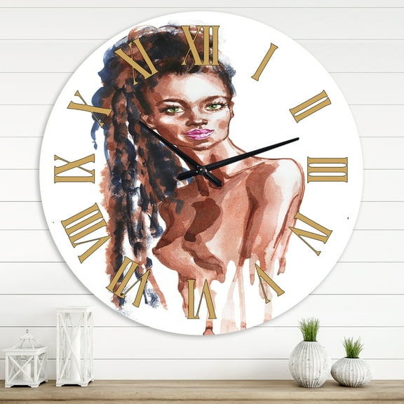 Designart 'Portrait Of African American Woman Viii' Modern Wall Clock