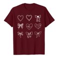 thumbnail image 4 of yueewhu Valentines Shirt for Women Romantic Love Heart Bow T-Shirts Valentine Day Lover Tee Tops (Wine, M), 4 of 6