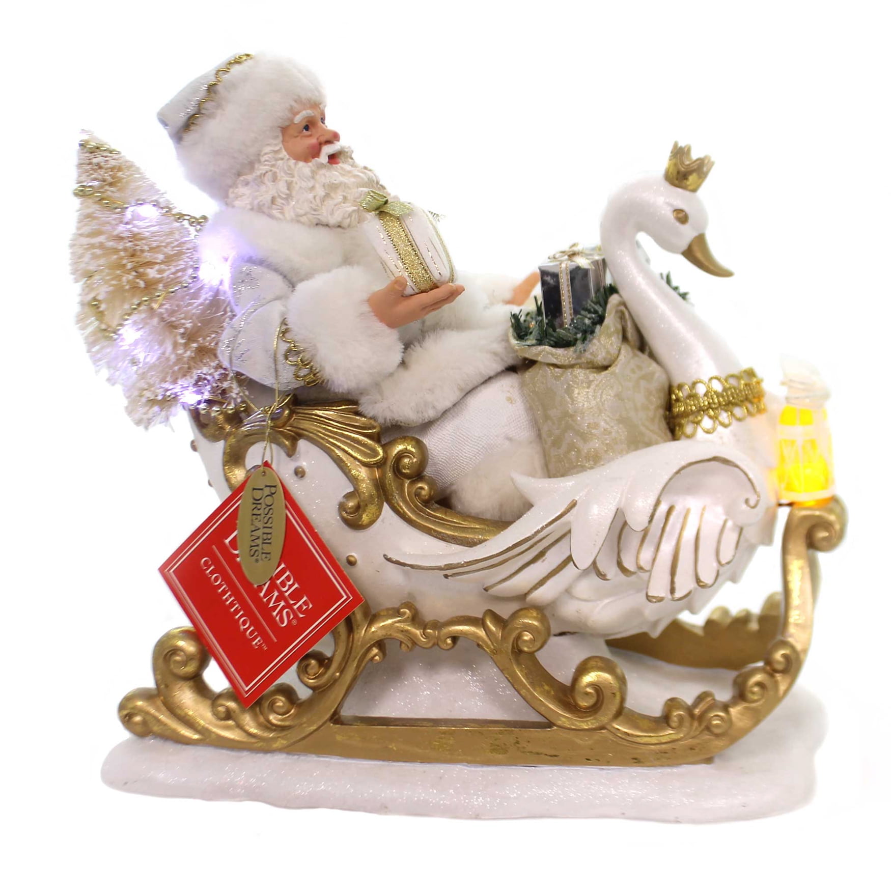 2022 White Swan Handmade Father Christmas Possible Dreams WHITE CHRISTMAS LIMITED EDITION Santa Claus Sleigh Swan