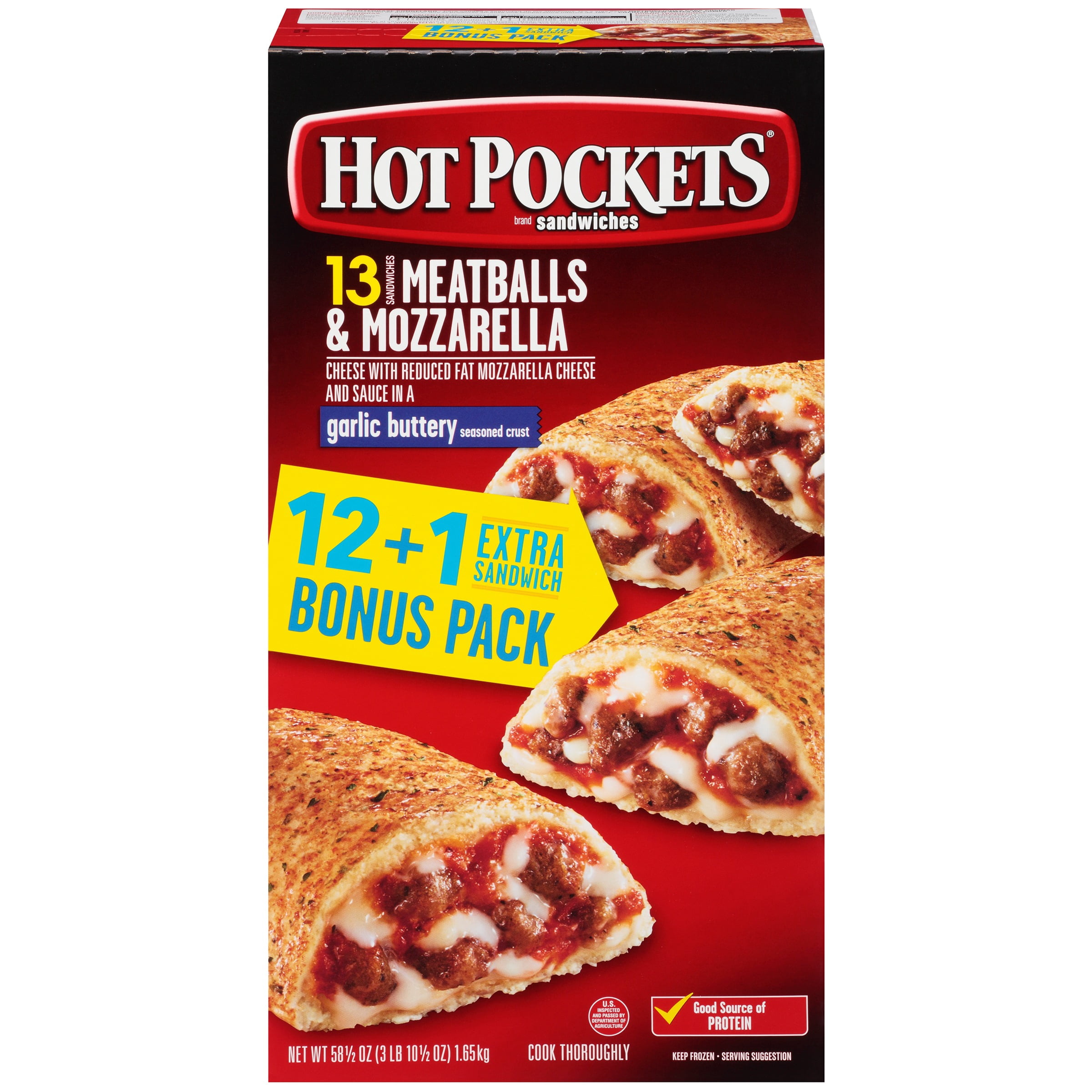 HOT POCKETS Italian Style Meatballs & Mozzarella Frozen Sandwiches 13 ct Box