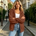 thumbnail image 5 of Resicozy Women Oversized Full Zip Hoodie Long Sleeve Sweatshirts Drawstring Pocket Loose Fall Zip Up Hooded Jacket Brown M, 5 of 8