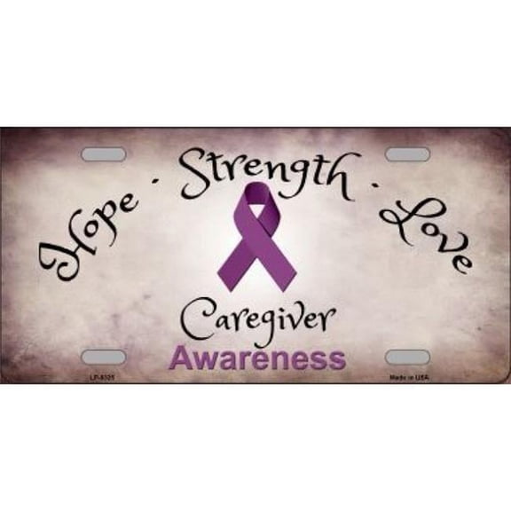 Honors Caregivers Ribbon Metal License Plate