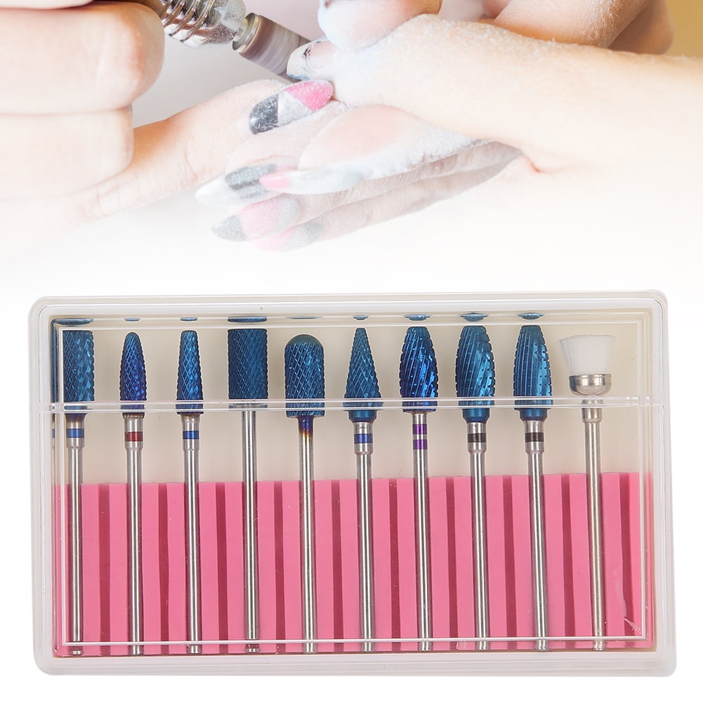 10Pcs Nail Grinding Head Nail Drill Bit Set Nail Polisher Accessory Manicure Tool Kit