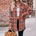 thumbnail image 1 of Camisa A Cuadros Blusas de otoño para mujer Blusas de camisa con cuello de solapa con bolsillo Cuello en V Traje diario Cgtredaw Naranja L para Mujer, 1 of 1