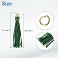 thumbnail image 2 of 12pcs Borlas de Cuero PU, 4.3" Encanto de Borla para Llavero con Anillos Pequeños para Hacer Joyería (Verde), 2 of 6