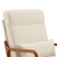 thumbnail image 5 of Indoor Leisure Arm Chair, Modern Linen Fabric Upholstered Accent Chair with Solid Wood Armrest & High Back, Single Sofa Lounge Reading Chair for Living Room Bedroom Office Studio, Off-White, 5 of 7