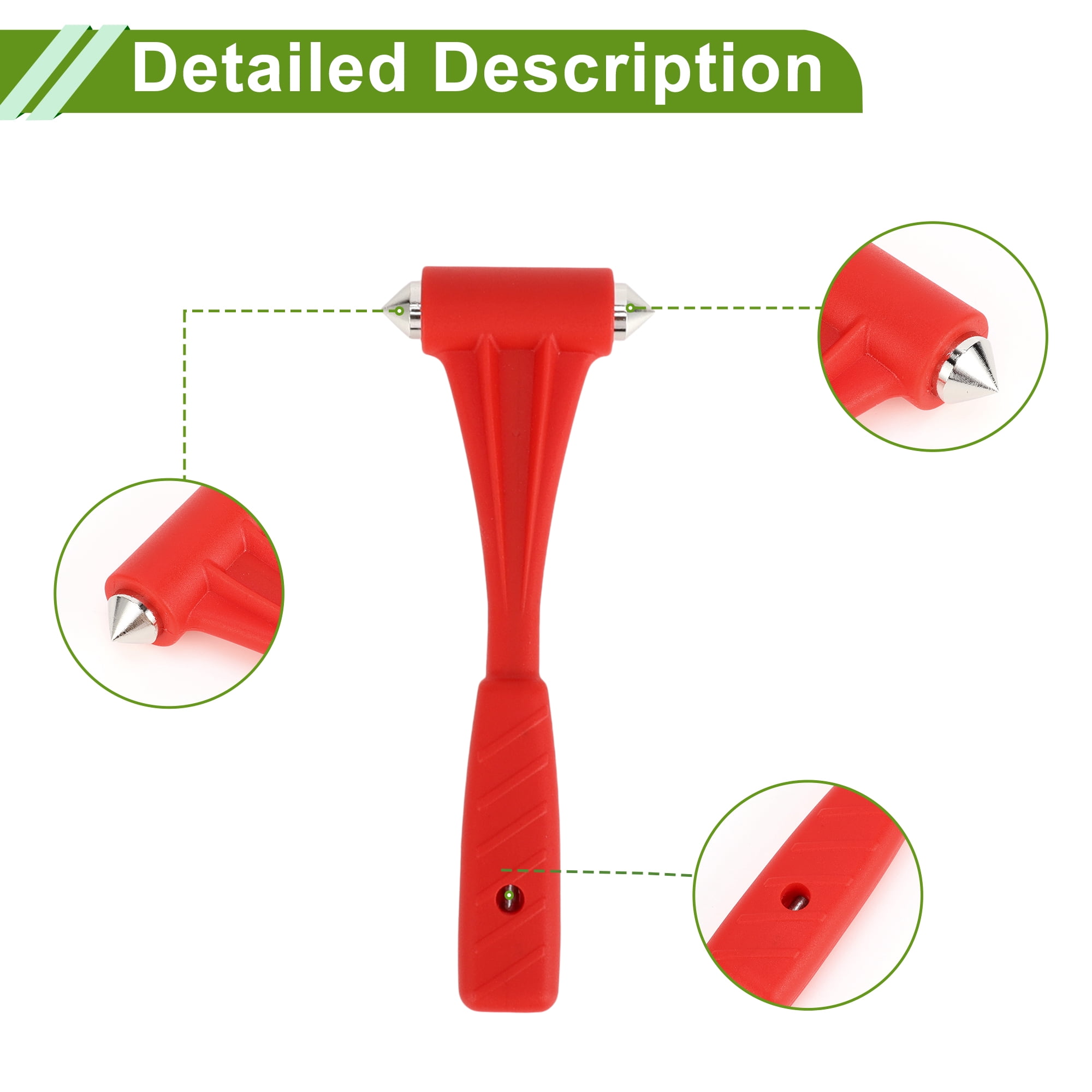 Unique Bargains Universal Car Safety Hammer Glass Breaker Urgent Escape Tool Gray Red