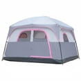 thumbnail image 3 of Hassch 6 Person Waterproof Camping Tent, Windproof Easy Setup Family Tent with Carry Bag for Hiking, Traveling, Climbing, Gray & Red, 3 of 10