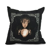 All Seeing Psychic 18 Inch Cream Halloween Print Decorative Throw Pillow