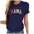 thumbnail image 1 of RKSTN Blouses pour Femmes Mode Été Décontracté Imprimé Graphique Hauts Chandail Col Rond Manches Courtes Chemises Couleur Unie, 1 of 3
