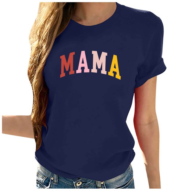 RKSTN Blouses pour Femmes Mode Été Décontracté Imprimé Graphique Hauts Chandail Col Rond Manches Courtes Chemises Couleur Unie
