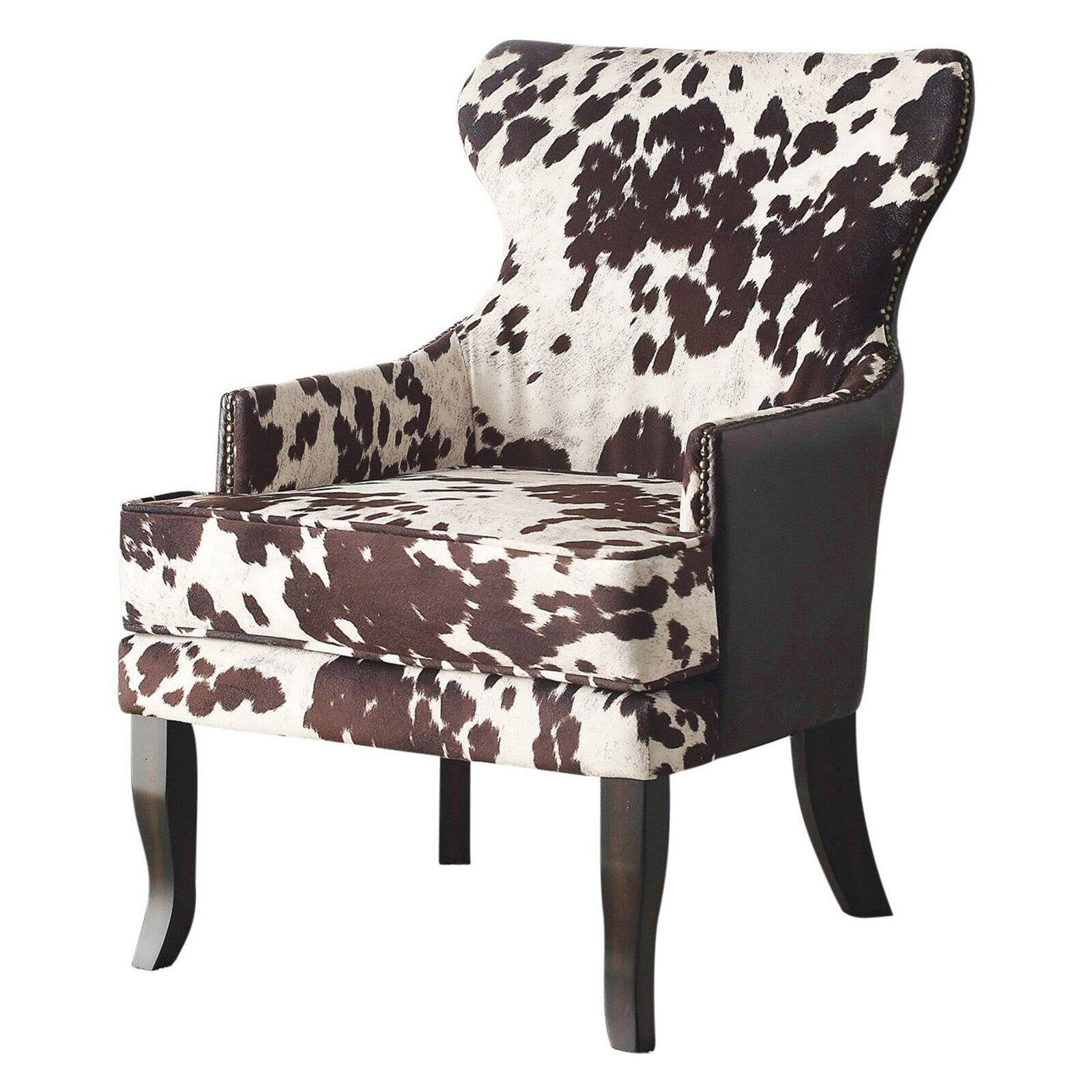 !nspire Faux Cow Hide Accent Chair with Stud Detail