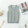 thumbnail image 3 of Haitryli Boys Girls V-Neck Knitted Sweaters Vest Cable Knit Waistcoat Kids Sleeveless Jumper Tank Top Grey 120, 3 of 4