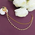thumbnail image 2 of Efulgenz Indian Ethnic Nose Ring Clip with Chain Faux Pearl Double Layer Nath Non Piercing Nose Pin Stud Fake Septum Kundan Crystal Hoop Nose Ring for Women and Girls, 2 of 2