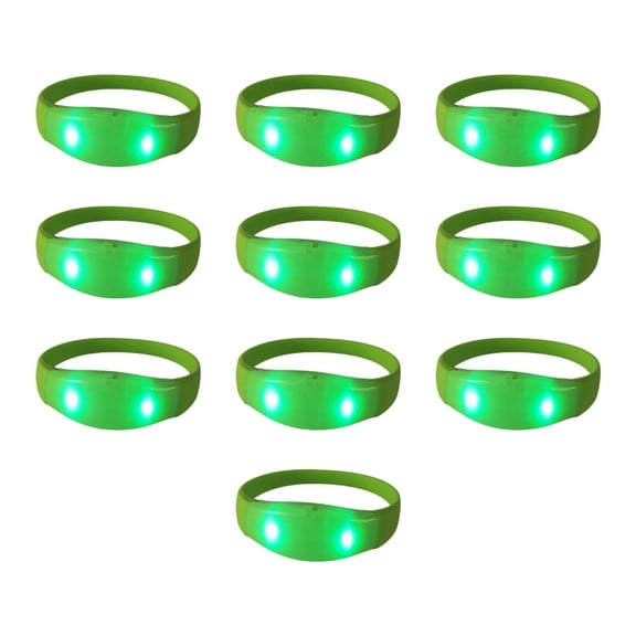 Acahhotxx Pack of 10 Voice Activated Glowing Bracelets Colorful Silicone Wristbands Flashing Light Up Bangles Accessory for Kids